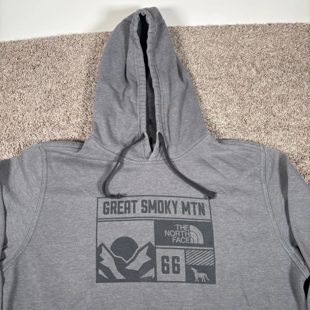 The North Face Great Smoky Mtn 66 Graphic Hoodie Gray Mens XL Pullover Fleece